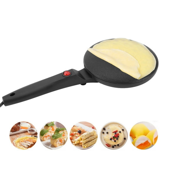Crepe Maker, 8in Crepe Maker Machine, Electric Round Pancake with Auto Temperature Control, Long Handle for Egg Roll Tortilla