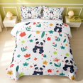 thumbnail image 2 of Erosebridal Cartoon Panda Quilt King, Kawaii Animal Flower King Coverlet Set, Pink Reversible, Monochrome Panda, 3 Pieces (1 Bedspread and 2 Pillowcases), 2 of 7