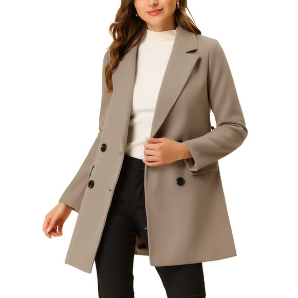 Manteau trench mi-long ceinturé à double boutonnage et revers pour femmes INSPIRE CHIC M Marron