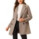 thumbnail image 1 of Abrigo de trench de longitud media con cinturón y doble botonadura para mujer Inspire Chic, talla XL, color marrón, 1 of 7