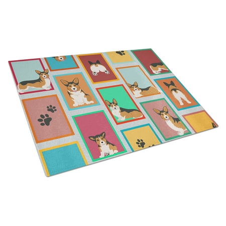 

Lots of Sable Pembroke Corgi Glass Cutting Board Large 12 in x 15 in