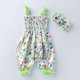 thumbnail image 2 of Odeerbi 0-1 Años Niñas Verano Pascua Rompers Ruffle Satén Traje de Ocio Linterna Pantalones Generales Pantalones Haren Con Banda de Cabeza, 2 of 6