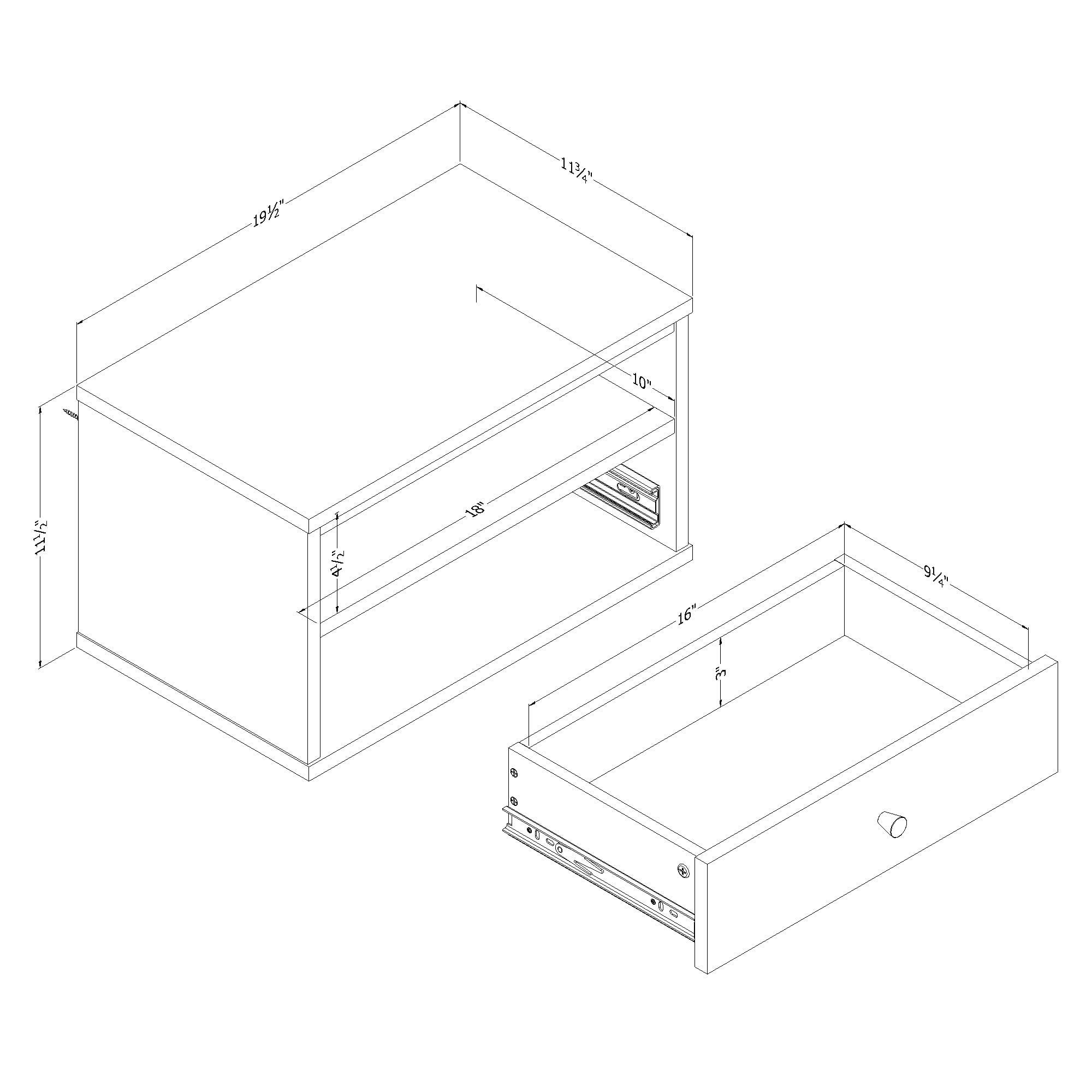 Table d'appoint flottante avec éclairage DEL, fini Blanc solide, collection Essence de Meubles South Shore