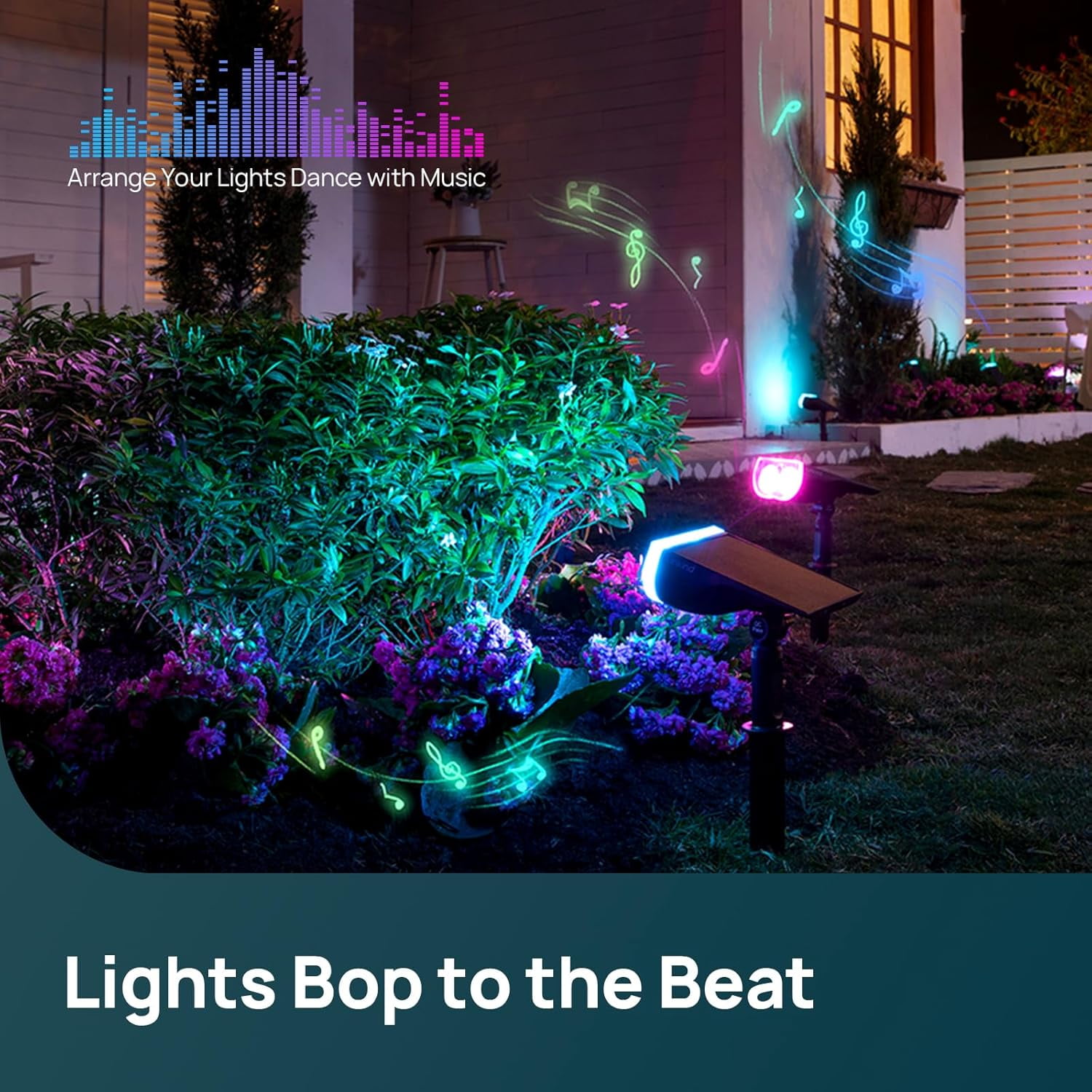 Linkind Smart Solar Spot Lights Outdoor, Solar Spotlight Waterproof Color Changing APP/Voice Control Landscape Lighting for Yard, Garden, Pathway, 4-Pack