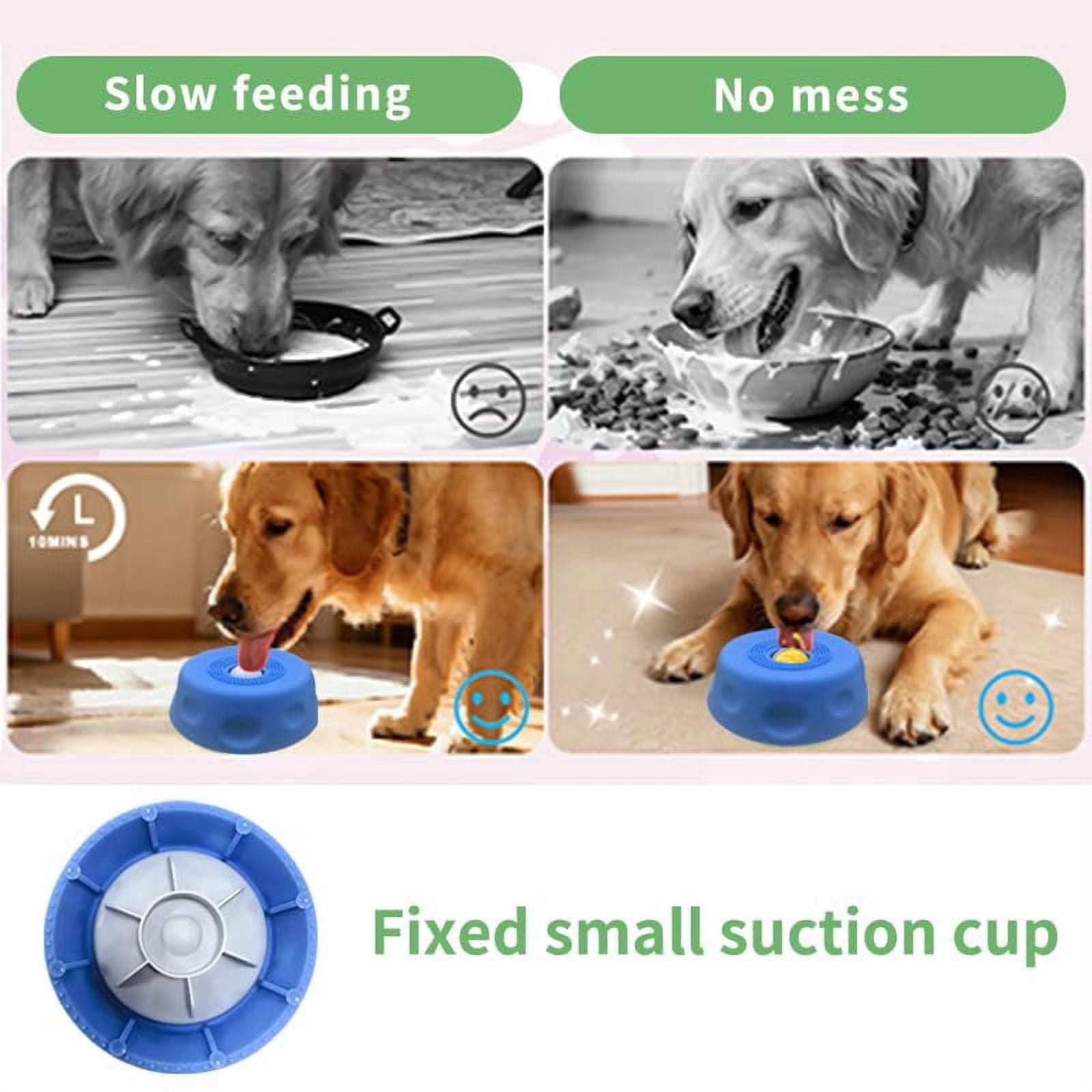 Dog Lick & Roll Bowl, Slow Feeder with Rolling Ball, Anti-Slip Interactive Lick Toy for Dogs & Cats, Wet Food Water Treats