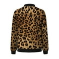 thumbnail image 5 of Women Jacket Leopard Animal Print Bomber Long Sleeve Zipper Baseball Outwears Coats Brown, 5 of 5