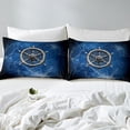 thumbnail image 4 of Nautical Rudder Fitted Sheet Set with 2 Pillowcase,Mystic Spider Web Trippy Blue Black Microfiber Mattress Cover,Navigation Ocean Adventure Theme Psychedelic Bed Cover Queen Size, 4 of 6