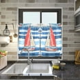 thumbnail image 4 of Yayeee Kitchen Curtains Tier Pair Light Filtering 27"x36" Rod Pocket Short Cafe Window Panel, Red Sailboats, 4 of 7