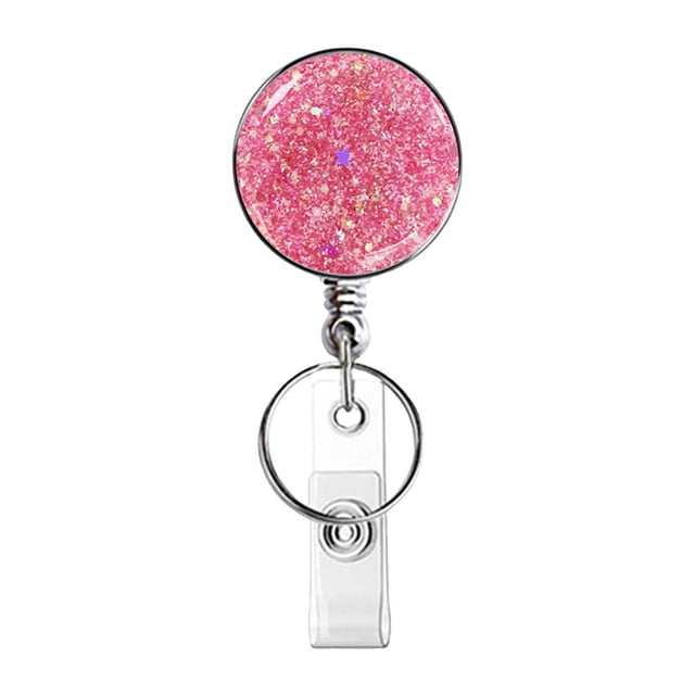 Dsscvnef Retractable Badge Holder Lightweight Card Reel with Key Ring Belt Clip for Teacher Student ID