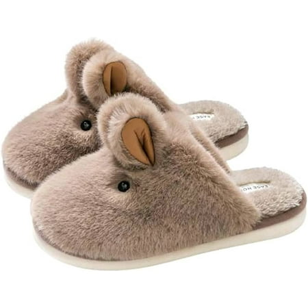 

CoCopeaunts Cute Bunny Slipper for Women Furry Fleece Lining Fluffy House Animal Slipper Winter Fall Indoor Outdoor Shoes
