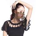 thumbnail image 2 of 5 Colores de Halloween Danza Del Vientre Velo Facial Etapa Rendimiento Velo de - Negro, se describe Yinane Danza del Vientre Cara Velo, 2 of 7