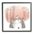 thumbnail image 2 of Stupell Industries Winter Rabbits Building Snowman Snowy Forest Scene Painting Gray Framed Art Print Wall Art, Design by Diane Neukirch, 2 of 5