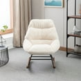 thumbnail image 2 of Boucle Upholstered Rocking Chair, Comfortable Accent Chair Glider Rocker with Padded Seat, Nursery Rocking Chair with Metal Base and Rubberwood Legs for Living Room Bedroom Offices, Beige, 2 of 7
