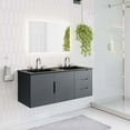 thumbnail image 2 of Double Sink Vanity Cabinet, Grey Gray Black, Ceramic, Melamine, Modern Contemporary, Hotel Bedroom Bathroom Master Suite Guest, 2 of 9