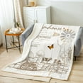 thumbnail image 2 of Rustic Fuzzy Blanket Windmill Cabin Lodge Throw Blanket Farmhouse Farm Truck Fleece Blanket , Cow Butterfly Flowers Plush Bed Blanket Youth Teenagers Bedroom Living Room, 2 of 6