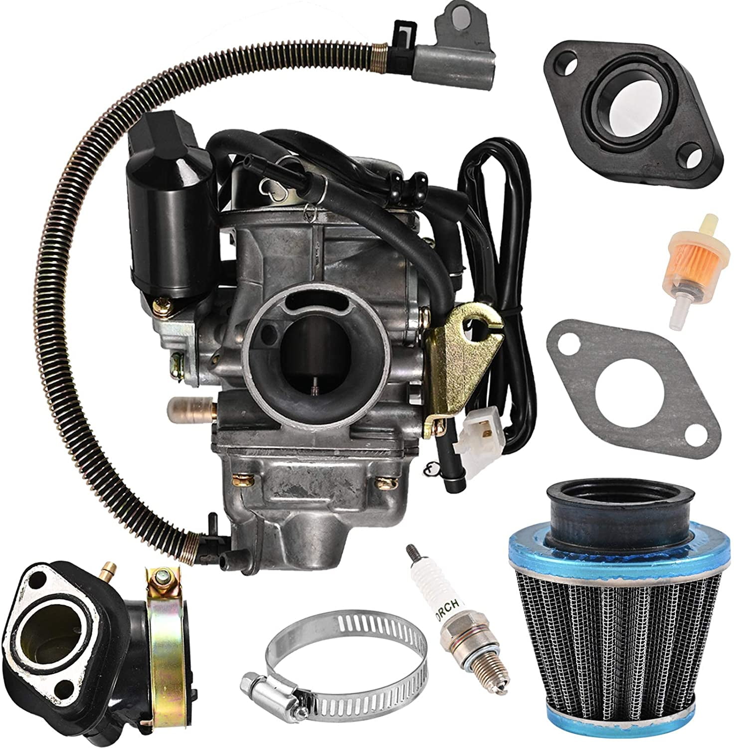 150cc Carburetor For GY6 With Air Filter Intake & Manifold Mopeds & Scooters 