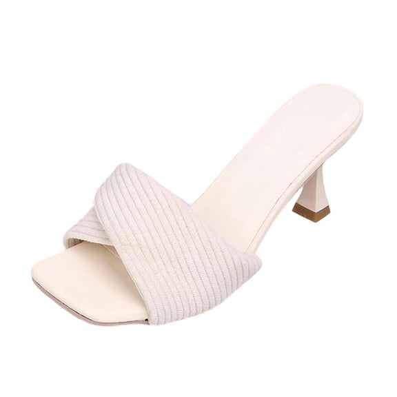 QQAMB Square Toe Heeled Sandals,Women's Mesh Casual Summer Shoes