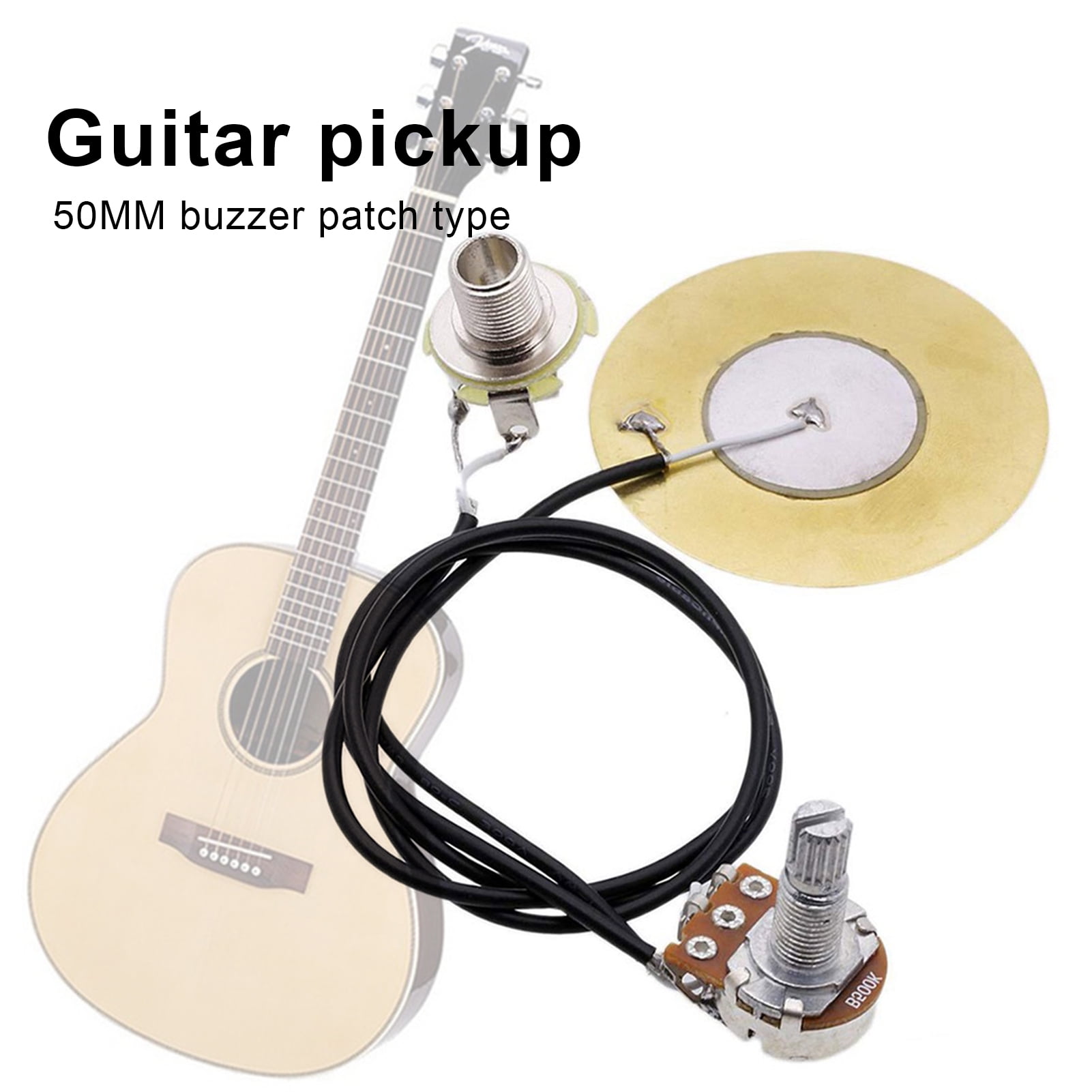 Self-Adhesive Pickups Piezo Transducer Contact Microphone Transducer Pickups with End Pin for Electronic Acoustic Guitar T-11 