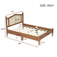 thumbnail image 2 of Full Bed Frame, Wood Platform Bed Frame with Natural Rattan Headboard, French style Vintage Bed Frames with Wooden Slat Support, Walnut, 2 of 9