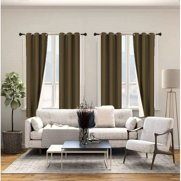 1 PAIR /eSSS BROWN BLACKOUT ENERGY EFFICIENT THERMAL PANEL WINDOW GROMMET DRAPE LIGHT FILTERING SIZE 35" WIDE X 95" LENGTH EACH PANEL