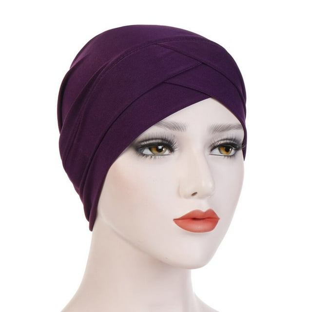 Women Solid India Hat Muslim Ruffle Cancer Chemo Beanie Turban Wrap Scarf Cap