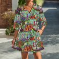 thumbnail image 2 of The ORIGINAL Enchanted Tiki Room Collage Womens Dress With Pockets Summer V Neck 3/4 Sleeve Dress Plus Size Loose Dress, 2 of 7