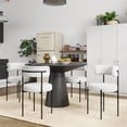 thumbnail image 2 of Roundhill Furniture Corff 5-PC Round Pedestal Dining Set, with 4 Boucle Chairs, Black White, 2 of 12