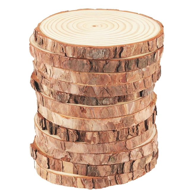 Discos rústicos para manualidades Wood Slices KOHAND, 12 unidades, 16-17 cm