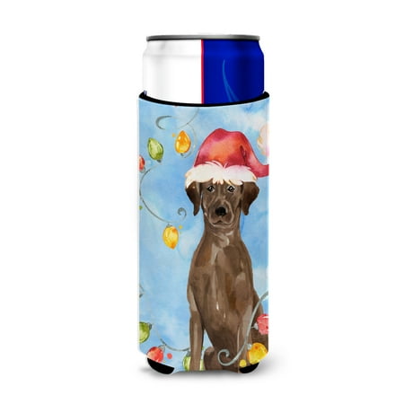 

Carolines Treasures CK2506MUK Christmas Lights Chocolate Labrador Retriever Michelob Ultra Hugger for slim cans Slim