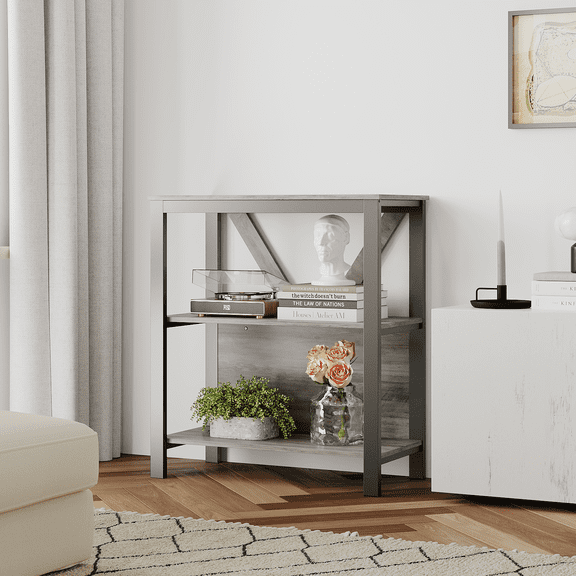 Industrial Metal Book Shelf with LED Lights, Tall Book Case for Bedroom, Open Book Shelf Organizer, Standing Display Bookshelf, Heavy Duty Bookcase for Office Living Room