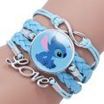 thumbnail image 3 of Disney-pulsera de cuero de Stitch para niños, cadena de cuerda trenzada clásica de Anime azul, pulseras hechas a mano, joyería ajustable, 3 of 5