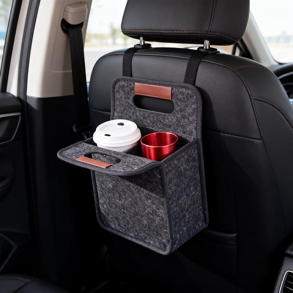 Felt Insulated Drink Carrier Tote Bag, Reusable 2 Bottle Beverage Organizer with Divider and Pocket, SomWiBe Travel Takeout Caddy