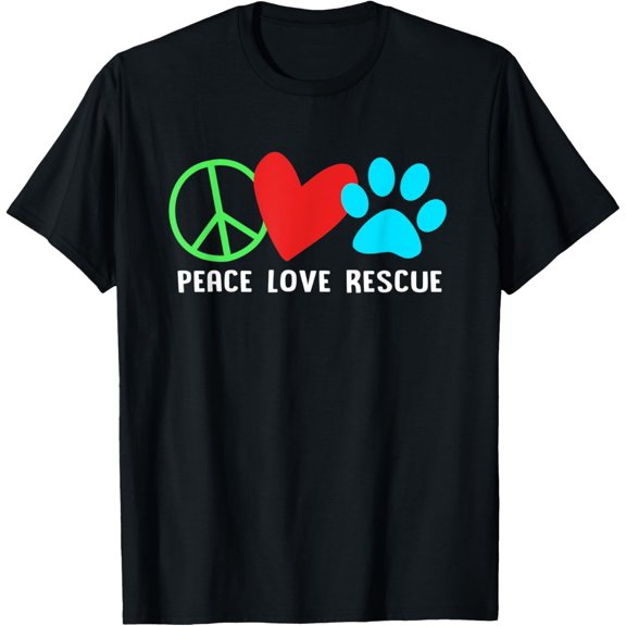 Animal Rescue Pet Adoption Peace Love Rescue T-Shirt