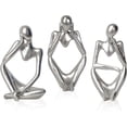 thumbnail image 1 of The Thinker Estatua Set Mini Estatua de Pensador Moderno para Estantería de Oficina en Casa 3 Piezas (Plata), 1 of 5