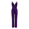 thumbnail image 3 of One Piece Sequin Deep V-Neck Sleeveless Rompers,Women's Spicy Girl V Open Back Strap Jumpsuit, 3 of 4