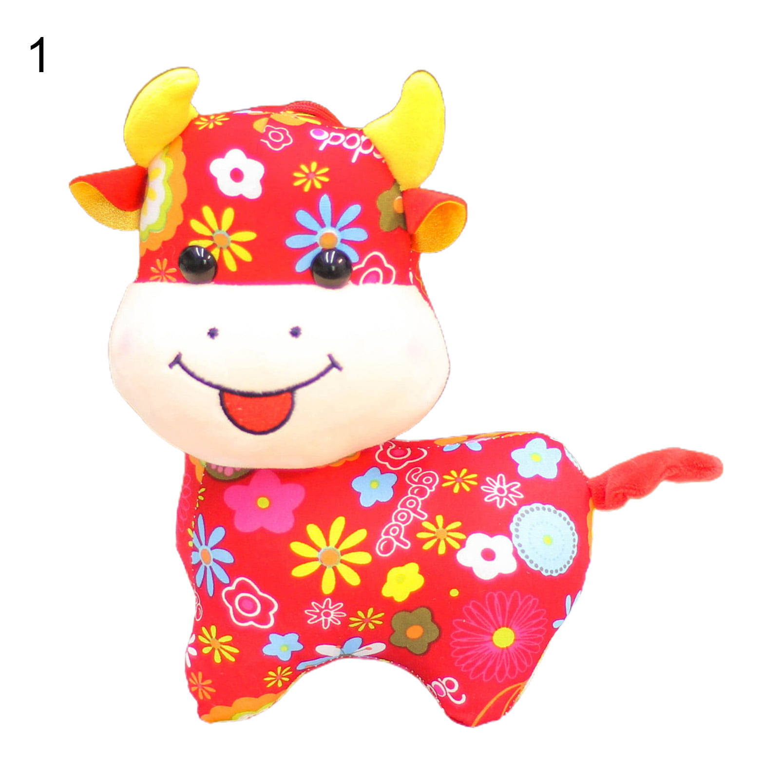 Sanwood Flower Pattern Print Cartoon Cow Shape Stuffed Doll Chinese New  Year Decor Toy, Dolls & Stuffed Toys 