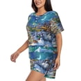 thumbnail image 2 of Naloa Christmas Tree Women's Short-Sleeved Pajama Set, Loungewear, Summer pajamas, Breathable Cozy - Small, 2 of 9
