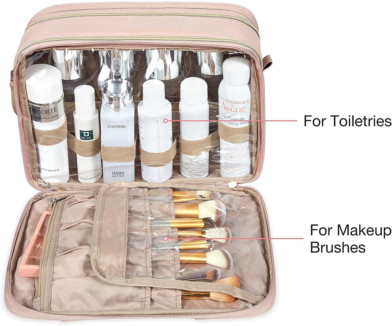 Large Toiletry Bag, Travel Makeup Organizer, Water-resistant Makeup Cosmetic Bag Door Room Essentials Travel Bag for Accessories, Shampoo, Full Sized Container, Toiletries (Black, Large)