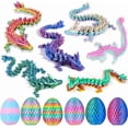 thumbnail image 2 of 3D Printed Dragon Egg Gift Set - 6 Poseable Crystal Dragon Figurines with Moving Joints,Multi-Color Fantasy Toys for Collectors & Decor, 2 of 5