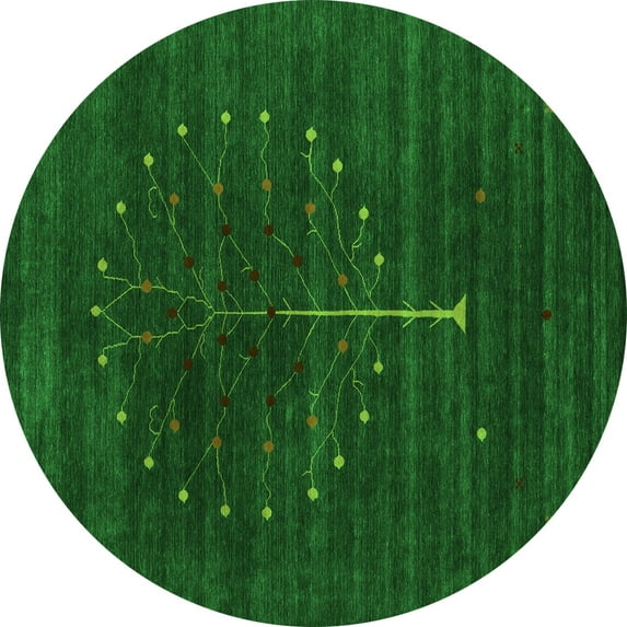 Ahgly Company Indoor Round Abstract Green Contemporary Area Rugs, 6' Round
