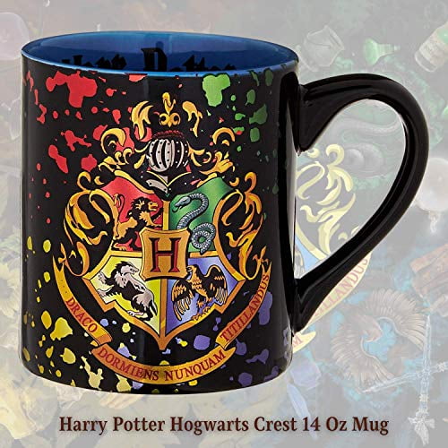 Silver Buffalo HP113932Z Harry Potter Hogwarts Crest Splatter Ceramic Mug 14 oz 