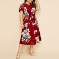 thumbnail image 4 of Fridja Robe en Chiffon à Manches Courtes Imprimé Floral Col Rond Ample pour Femme, 4 of 9