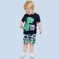 thumbnail image 2 of LNMQLPDBS Baby Boys' Clothing Sets Cartoon Dinosaur Letters Printed Short Sleeve Crewneck T Shirt & Elastic Waist Print Shorts 2pcs Outfits 24 Month Boy Clothes Kids Summer Casual Suits, 2 of 7