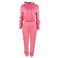 thumbnail image 3 of Innerwin Two Piece Outfit Hoodies Ladies Sweatsuits Running Drawstring Loungewear Jogger Set Pink S, 3 of 6