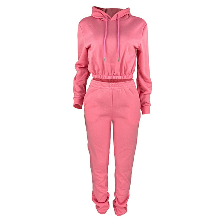 Frontwalk Women 2 Piece Tracksuit Set Casual Sports Hoodies Sweatsuit  Sweatpants Jogger Winter Long Sleeve Activewear Outfits for Ladies Pink XXL  