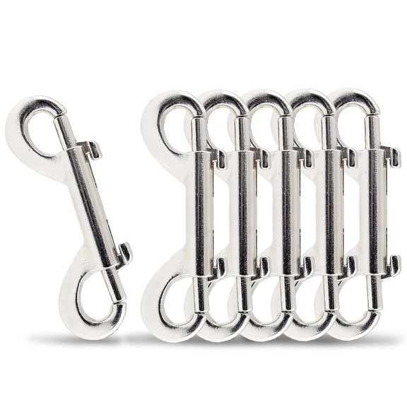 Double Ended Bolt Snap Hook,Happon 6 Pcs Zinc Alloy Metal Clips Key Holder,Heavy Duty Snap Hook Chain Clips for Pet Feed Bucket Key Chain, Silver