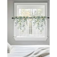 thumbnail image 5 of Eucalyptus Leaf Tier Curtains 24 Inch Length,Sheer Curtains for Bedroom Living Room,Weeping Botanical Summer Flowers Rod Pocket Voile Drapes Kitchen Curtains Small Half Window 27.5"x24" 2 Panels, 5 of 7