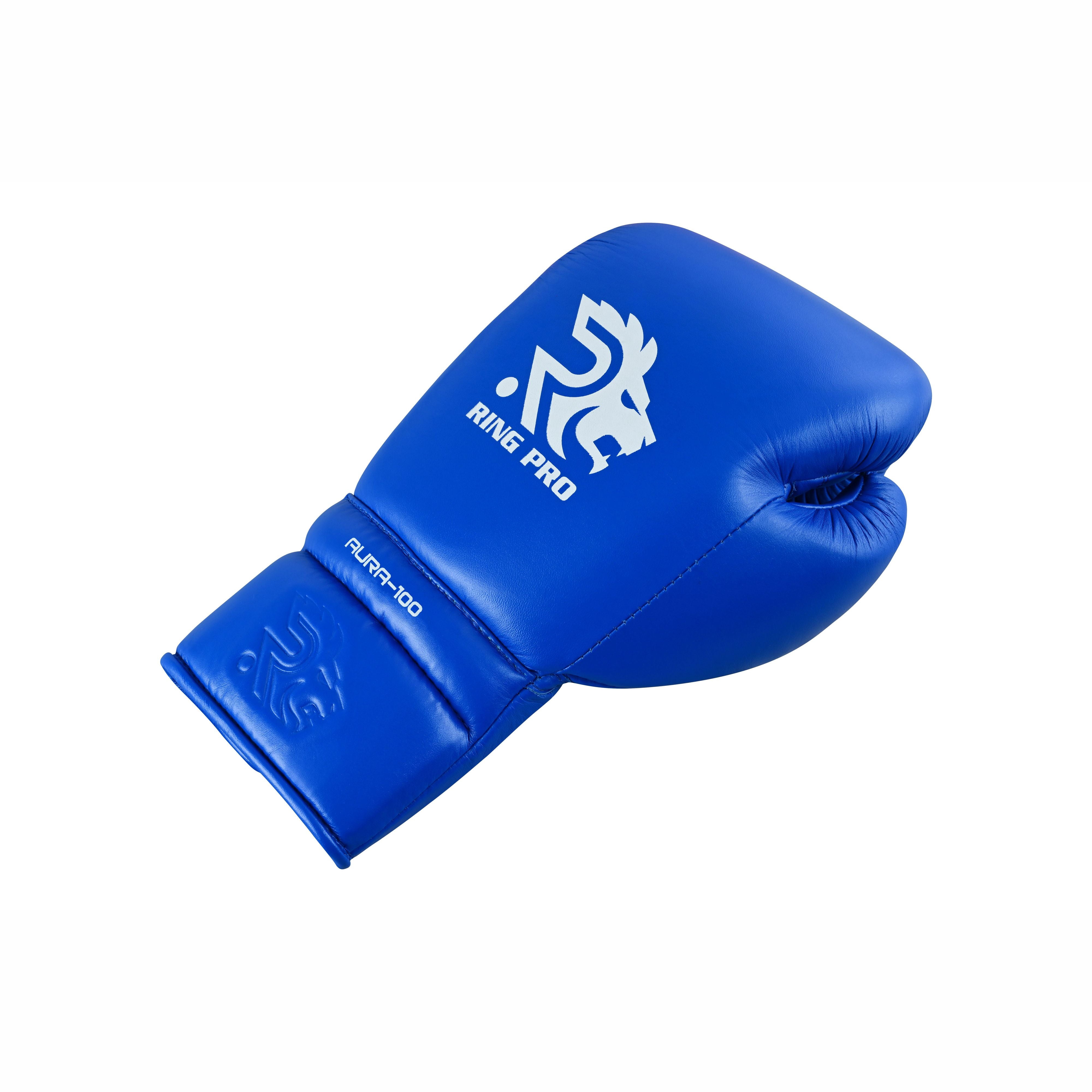 Ring Pro Sports Aura-100 Series Boxing Glove Made of Genuine Cowhide Leather for Boxing & MMA - Blue 12 oz
