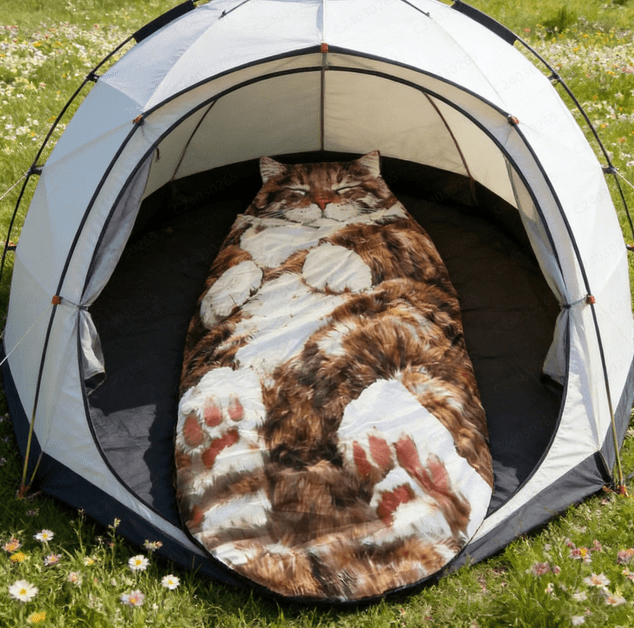 Adult Soft Sleeping Bag – Plush Cat Envelope Sleeping Bag for Camping, Sleepovers & Home Lounging, Washable Warm Blanket 69x31 IN