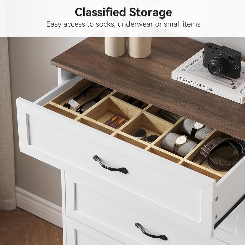TROPOW Modern 5 Drawers Dresser, Chest of Drawers Closet Organizers and Storage Clothes, Modern Dressers for Closet Living Room, Kids Bedroom